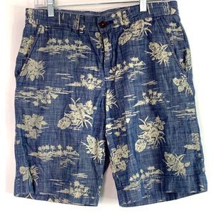 Mens Vintage TH Tommy Hilfiger Short Tropical Island Logo Size 30 6357 Cotton